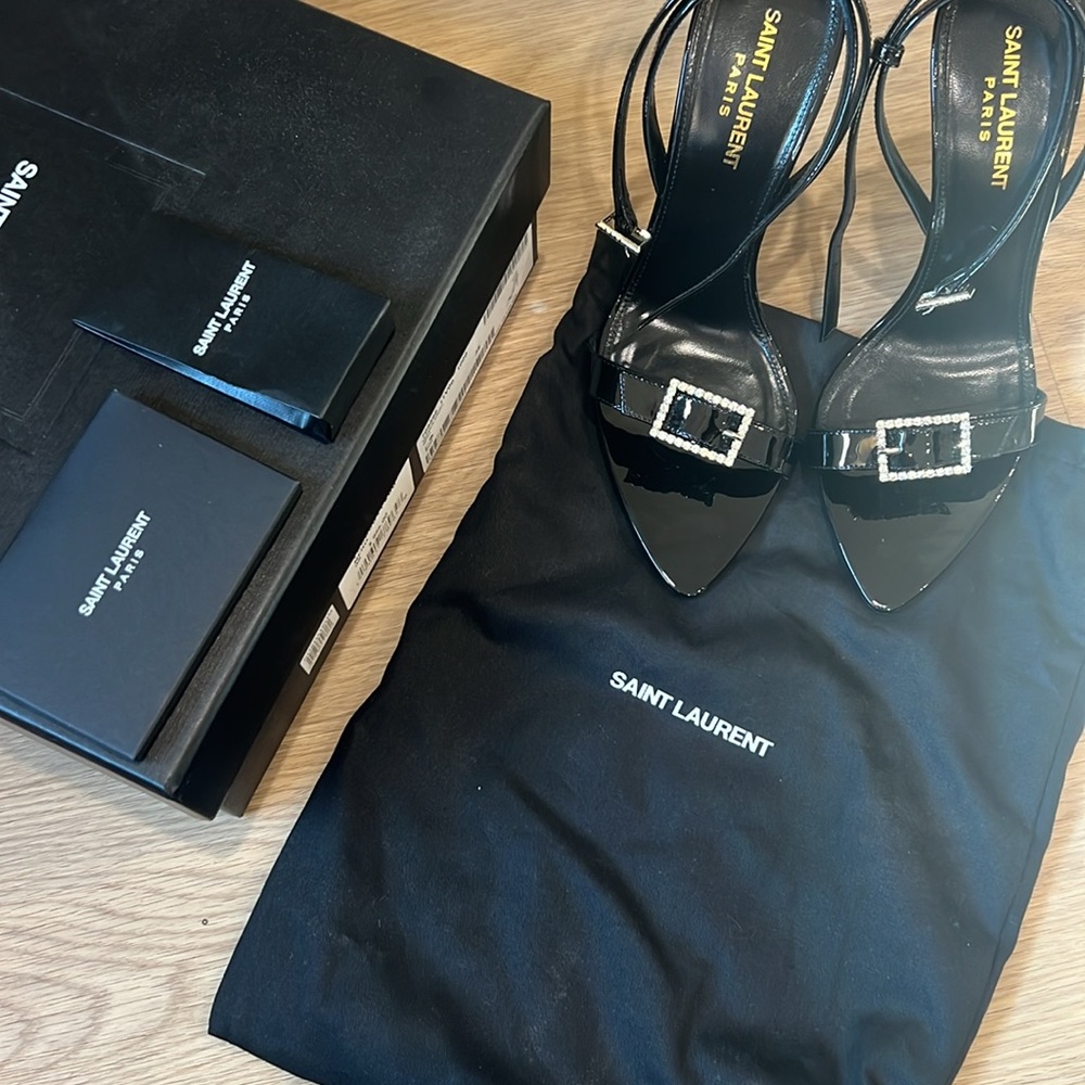 Saint Laurent Gippy 110mm Buckled Sandals - Black - Picture 4 of 7